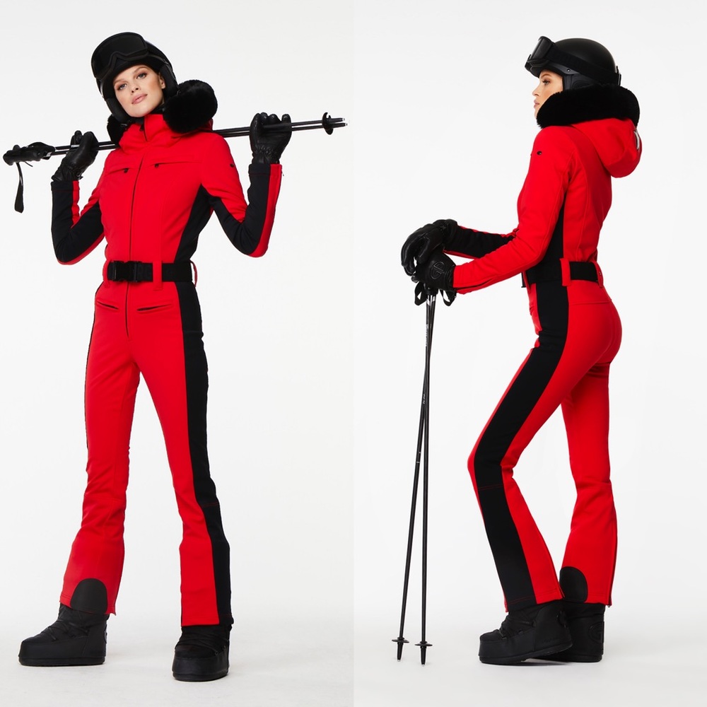 EUC Goldbergh One Piece Parry Ski Suit with fox fur hood (Size 36/US Size Small)